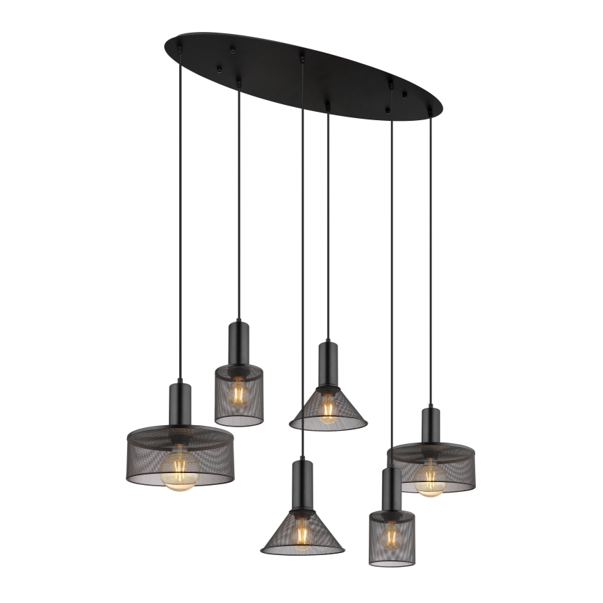 Globo 15648-6H - люстра на тросе JEDD 6xE27/60W/230V черная