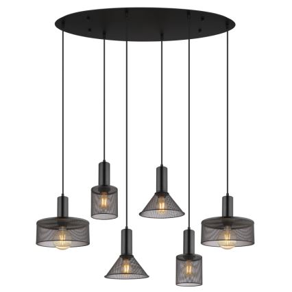 Globo 15648-6H - люстра на тросе JEDD 6xE27/60W/230V черная