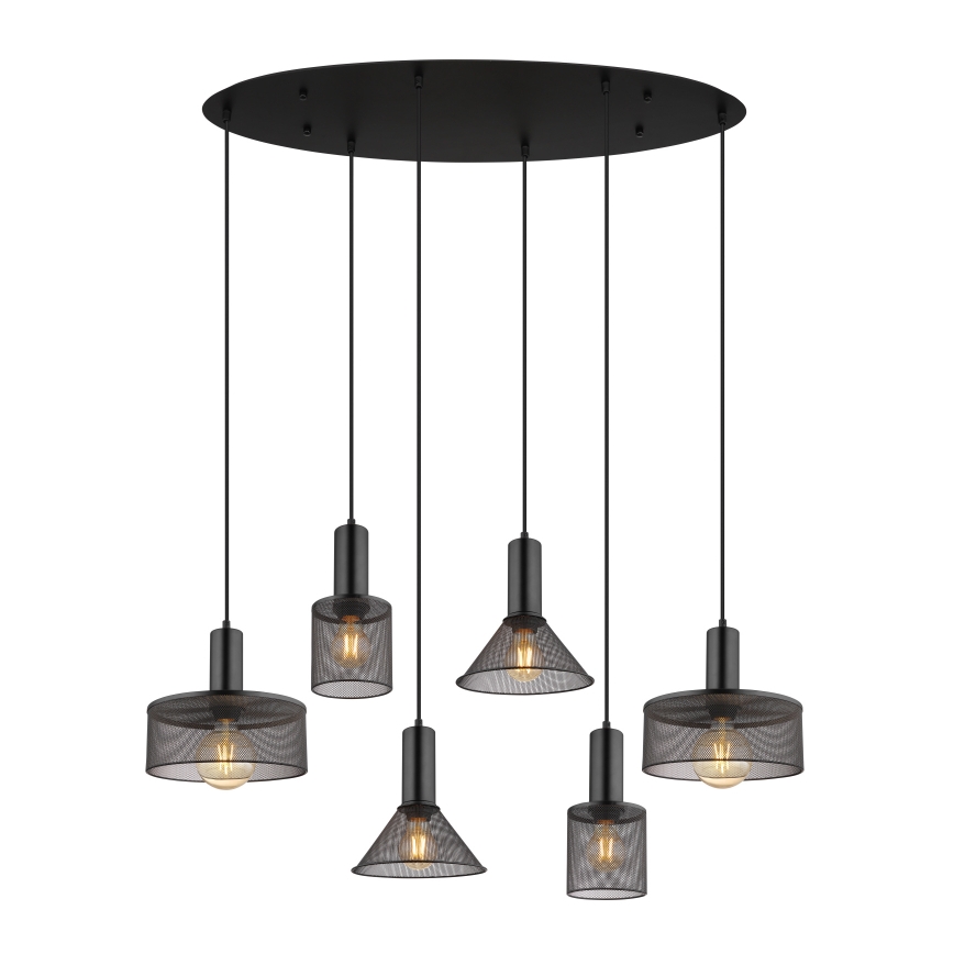 Globo 15648-6H - Підвісна люстра на кабелі JEDD 6xE27/60W/230V чорна