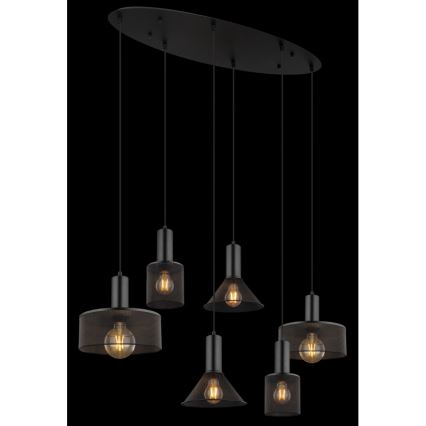 Globo 15648-6H - Підвісна люстра на кабелі JEDD 6xE27/60W/230V чорна