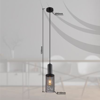 Globo - Подвесная люстра 1xE27/60W/230V черный