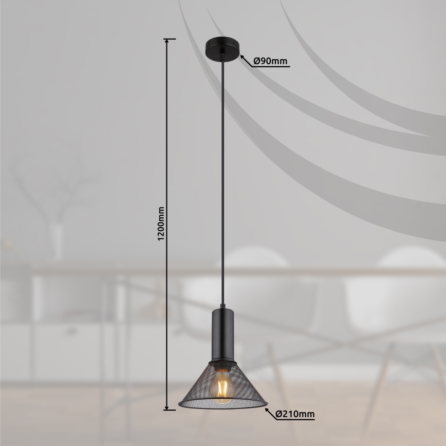 Globo - Підвісна люстра 1xE27/60W/230V чорний