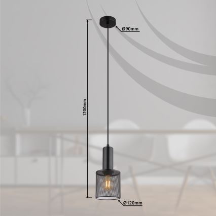 Globo - Підвісна люстра 1xE27/60W/230V чорний