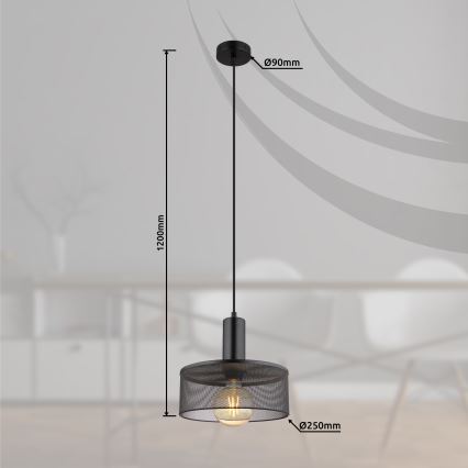 Globo - Подвесная люстра 1xE27/60W/230V черный