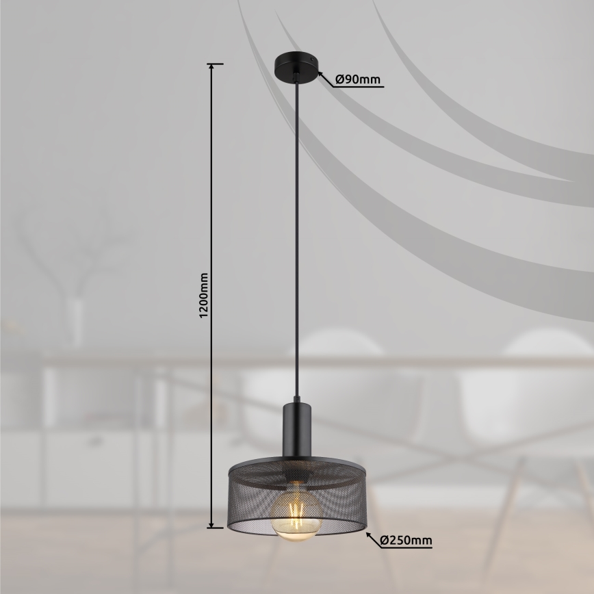 Globo - Подвесная люстра 1xE27/60W/230V черный