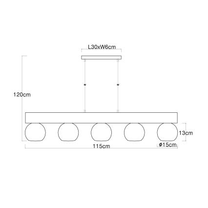 Globo - Подвесная люстра 5xE27/40W/230V