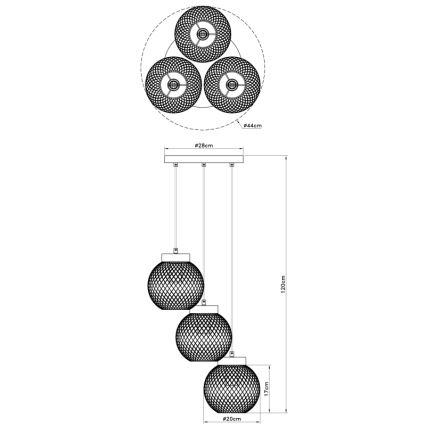 Globo - Підвісна люстра 3xE27/60W/230V