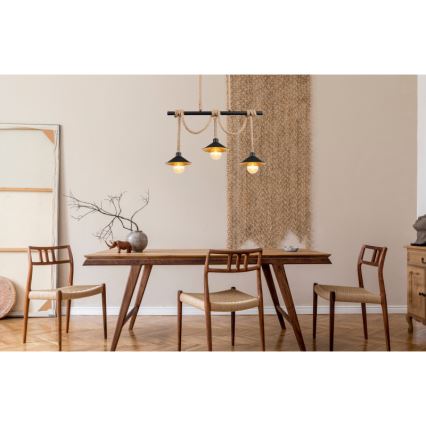 Globo 15690-3H - Люстра на тросі DIANA 3xE27/60W/230V чорна