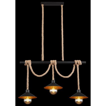 Globo 15690-3H - Люстра на тросі DIANA 3xE27/60W/230V чорна