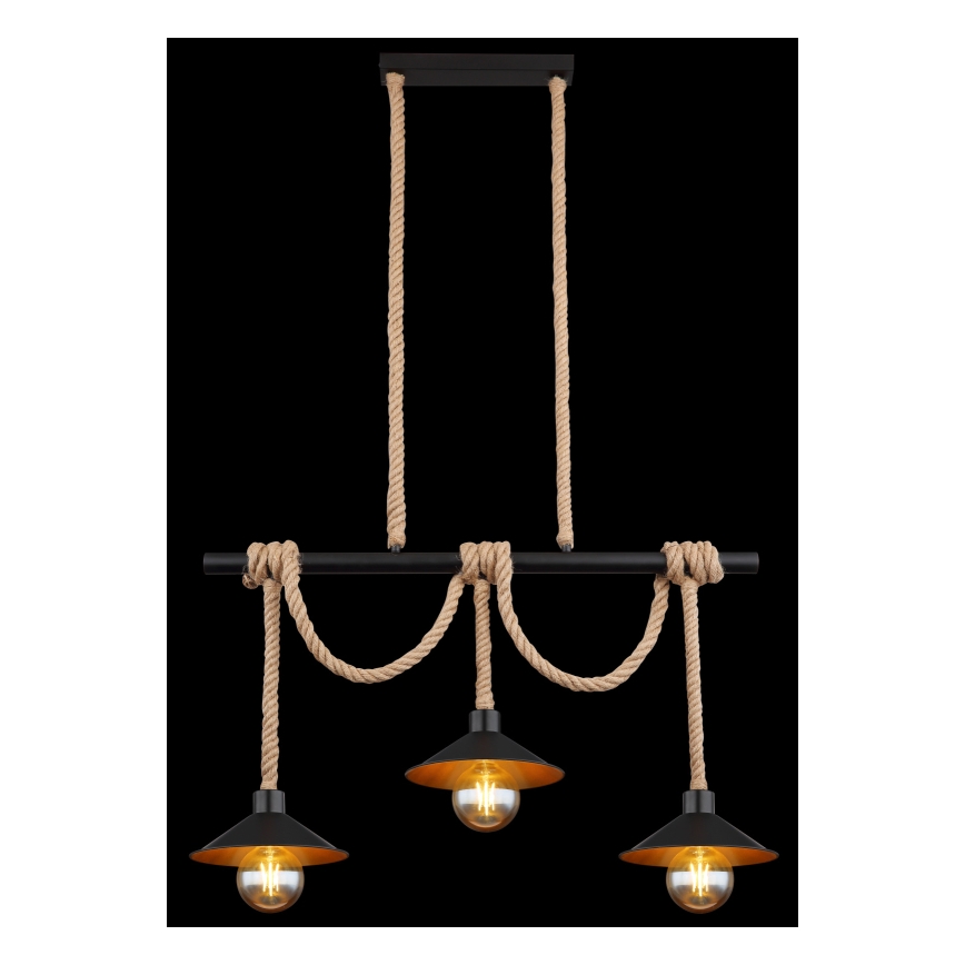 Globo 15690-3H - Люстра на тросі DIANA 3xE27/60W/230V чорна