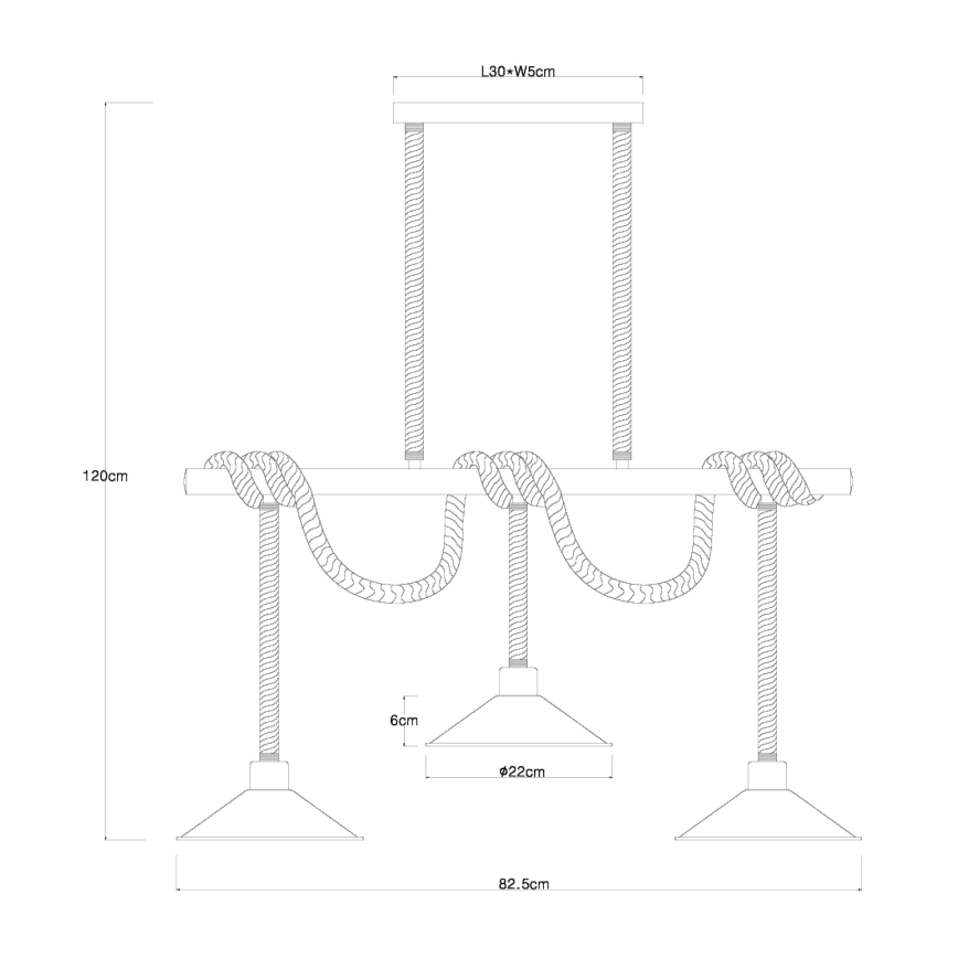 Globo 15690-3H - Люстра на тросі DIANA 3xE27/60W/230V чорна