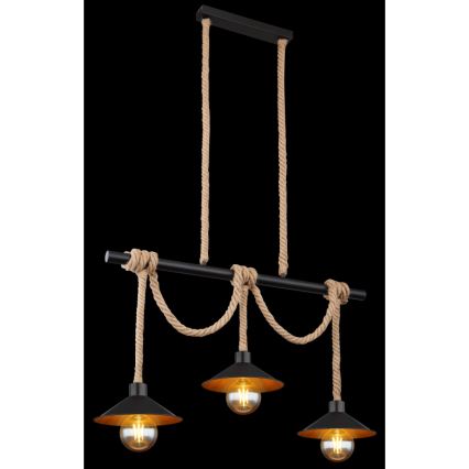Globo 15690-3H - Люстра на тросі DIANA 3xE27/60W/230V чорна