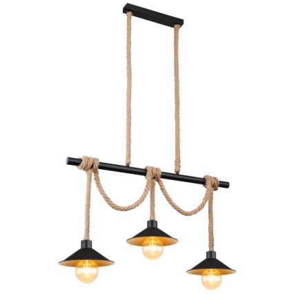 Globo 15690-3H - Люстра на тросі DIANA 3xE27/60W/230V чорна