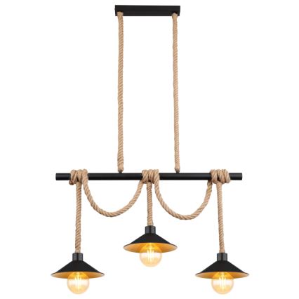 Globo 15690-3H - Люстра на тросі DIANA 3xE27/60W/230V чорна