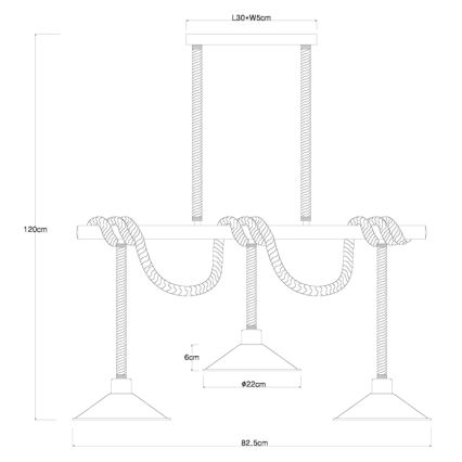 Globo 15690-3H - Люстра на тросі DIANA 3xE27/60W/230V чорна