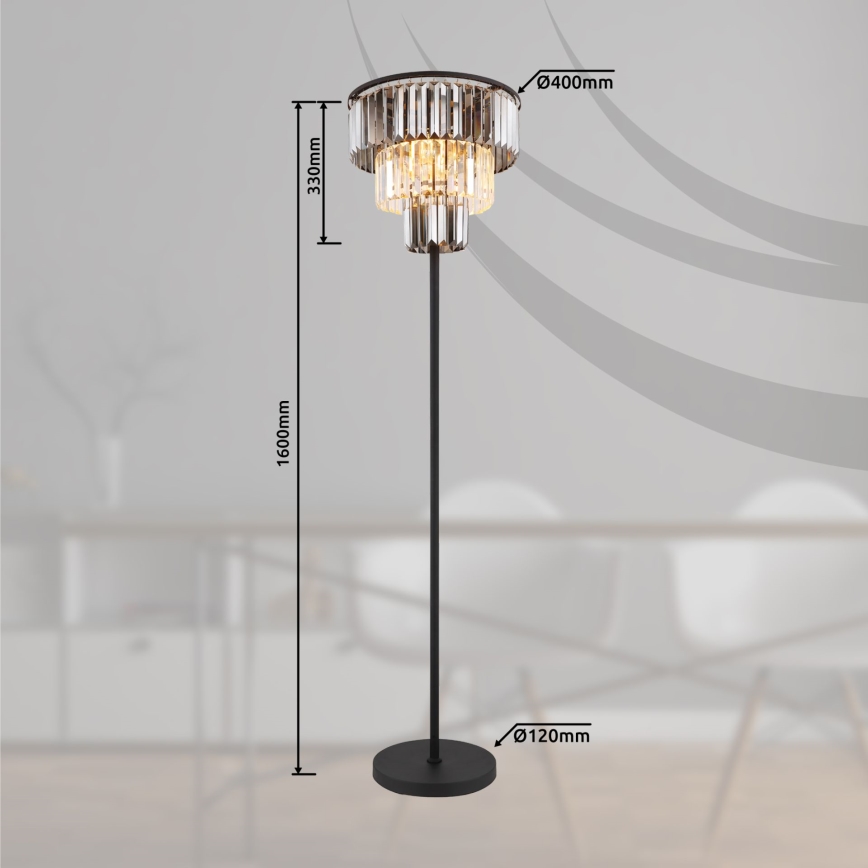 Globo - Торшер 3xE27/40W/230V діаметр 40 см чорний