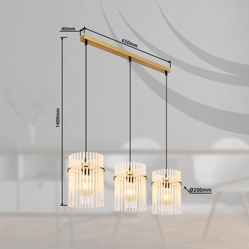 Globo - Підвісна люстра 3xE27/60W/230V золотий