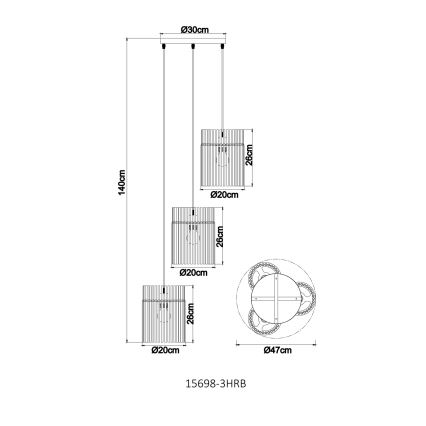 Globo - Подвесная люстра на тросе 3xE27/60W/230V