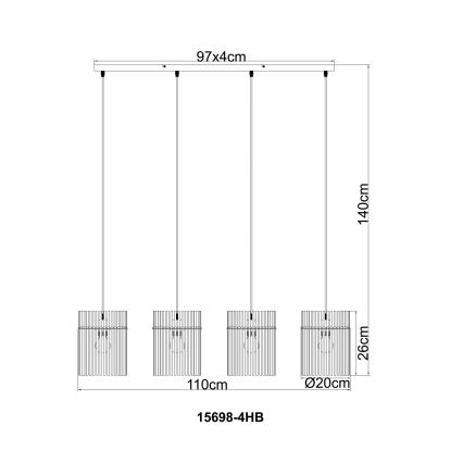Globo - Підвісна люстра на тросі 4xE27/60W/230V