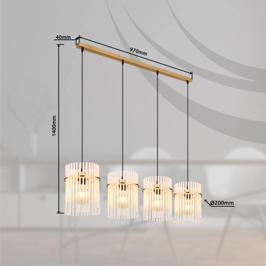 Globo - Підвісна люстра 4xE27/60W/230V золотий