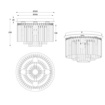 Globo - Припотолочная люстра 5xE14/40W/230V диаметр 32 см черный