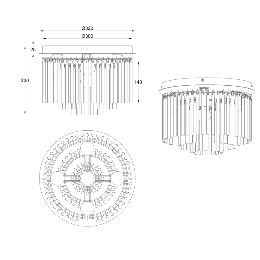 Globo - Припотолочная люстра 5xE14/40W/230V диаметр 32 см черный