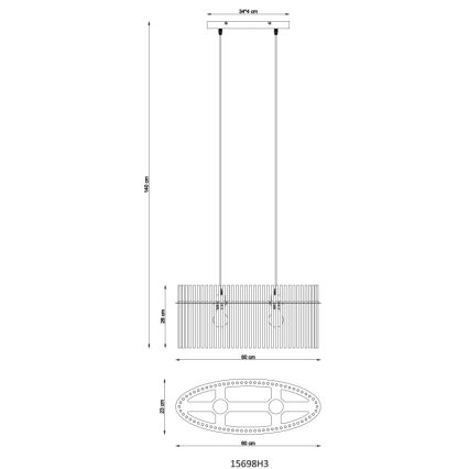 Globo - Підвісна люстра 2xE27/60W/230V чорний