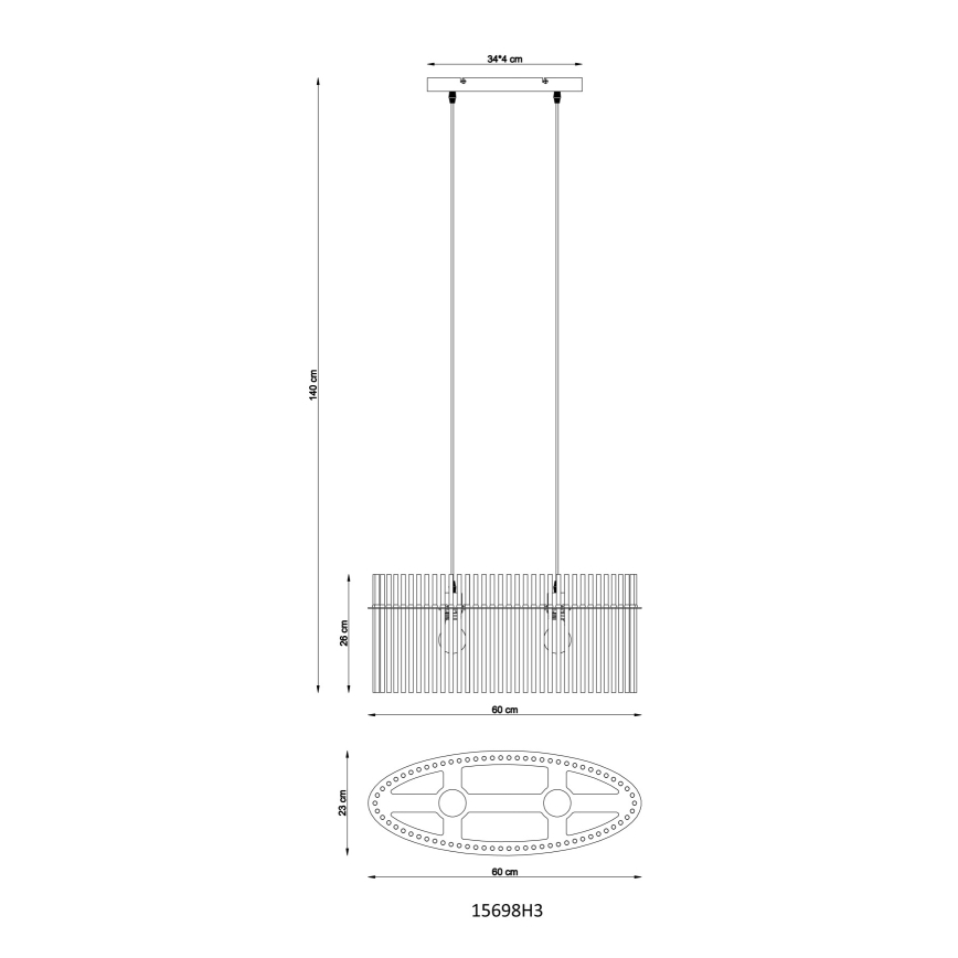 Globo - Подвесная люстра 2xE27/60W/230V черный