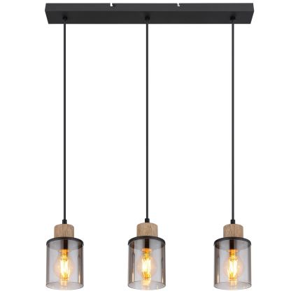 Globo - Подвесная люстра 3xE27/15W/230V дуб