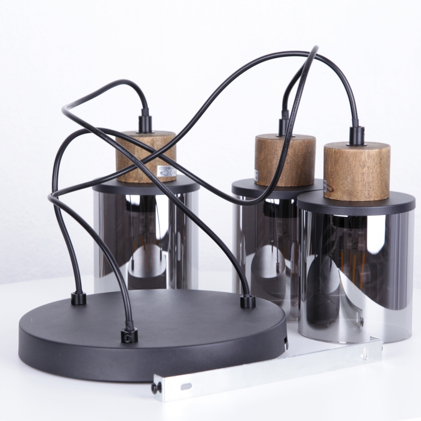 Globo - Підвісна люстра 3xE27/15W/230V діаметр 27 см дуб