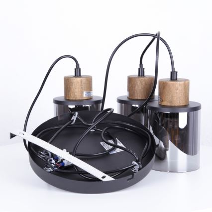 Globo - Підвісна люстра 3xE27/15W/230V діаметр 27 см дуб