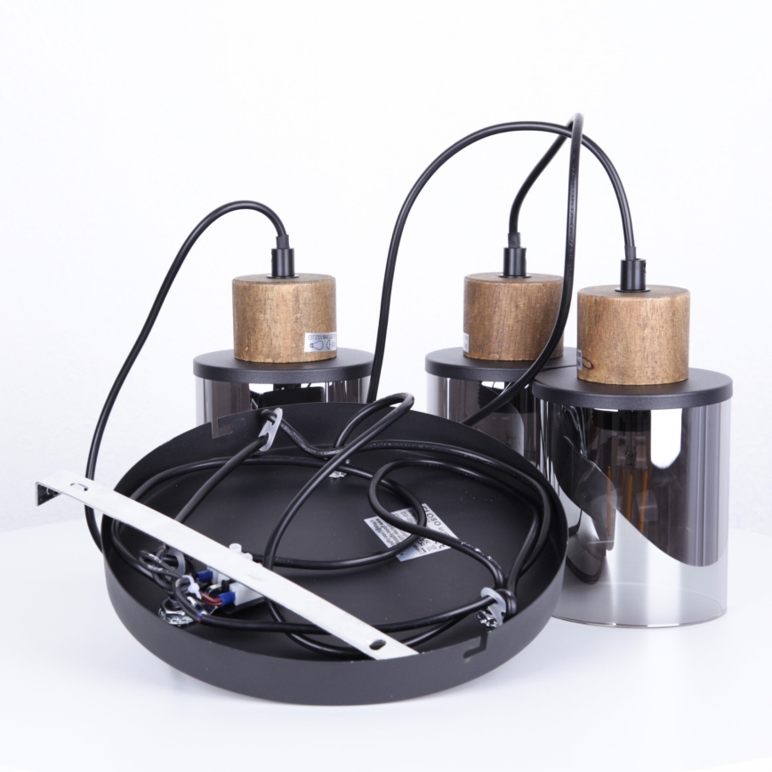 Globo - Підвісна люстра 3xE27/15W/230V діаметр 27 см дуб