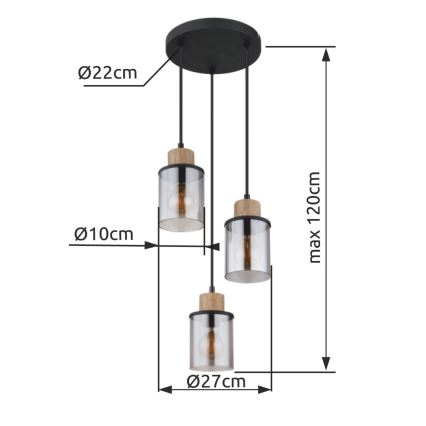 Globo - Подвесная люстра 3xE27/15W/230V диаметр 27 см дуб