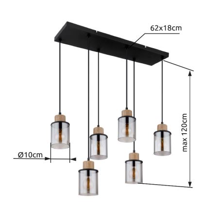 Globo - Подвесная люстра 6xE27/15W/230V