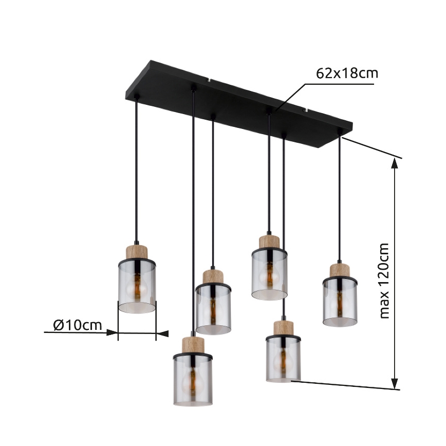 Globo - Подвесная люстра 6xE27/15W/230V