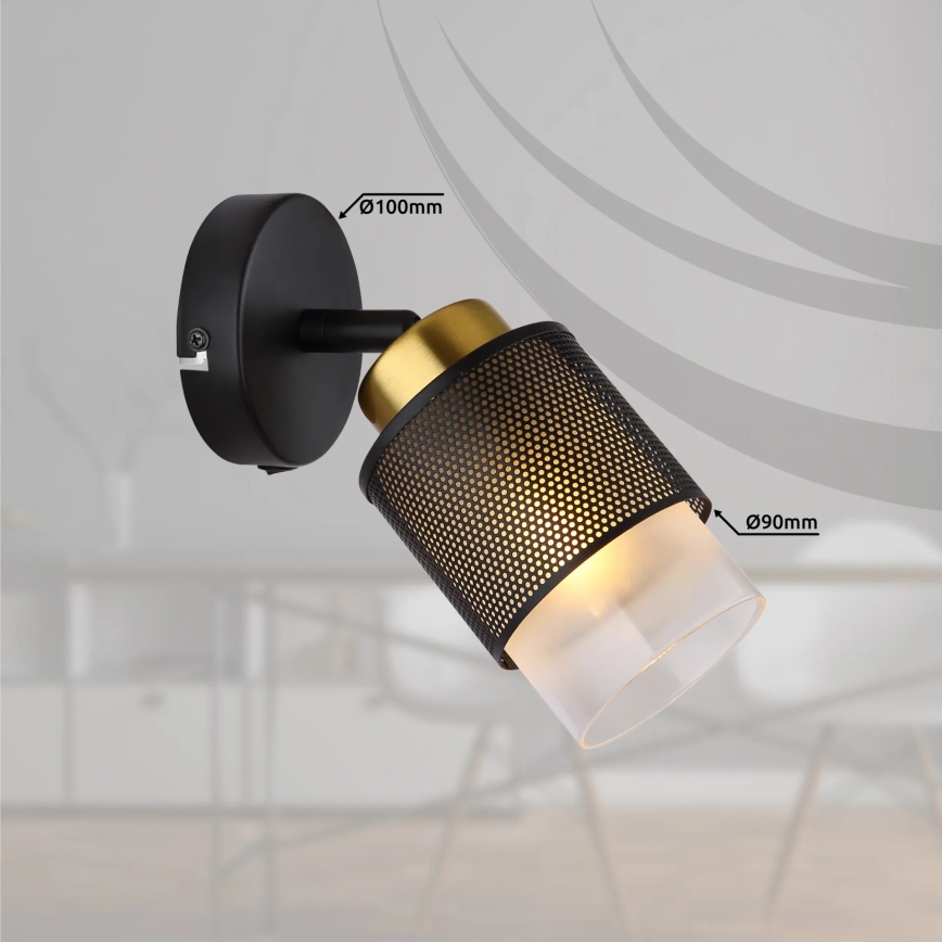 Globo - Настенный точечный светильник 1xE27/40W/230V черный/золотистый