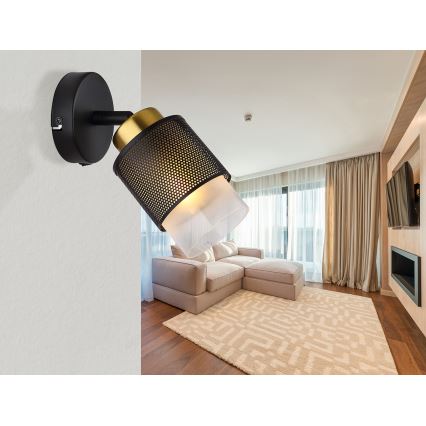 Globo - Настенный точечный светильник 1xE27/40W/230V черный/золотистый