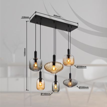 Globo - Подвесная люстра на тросах 6xE27/60W/230V