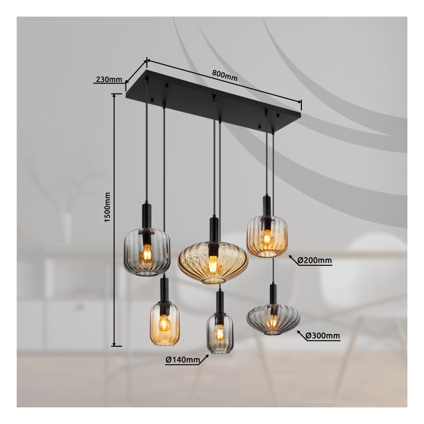 Globo - Подвесная люстра на тросах 6xE27/60W/230V