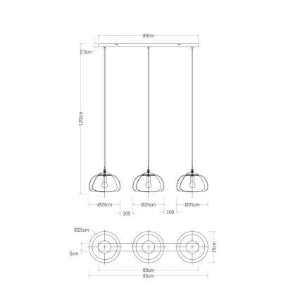 Globo - Підвісна люстра 3xE14/40W/230V