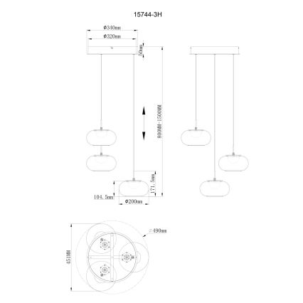 Globo - Світлодіодна підвісна люстра 3xLED/6W/230V
