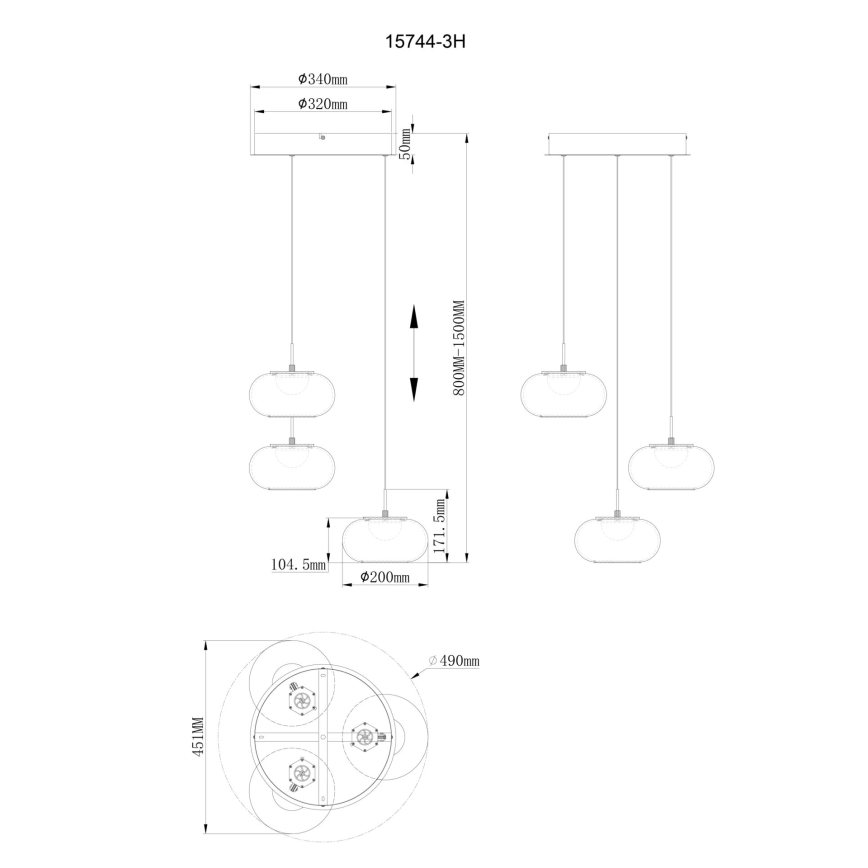Globo - Світлодіодна підвісна люстра 3xLED/6W/230V