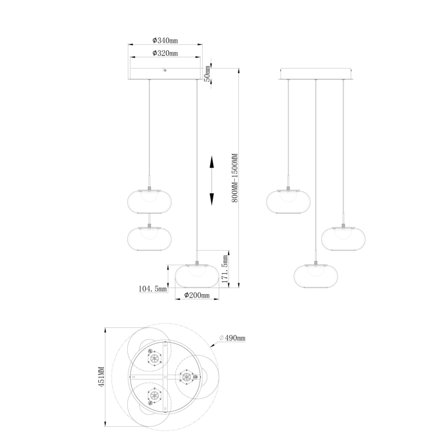 Globo - Светодиодная подвесная люстра 3xLED/6W/230V
