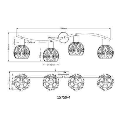Globo - Точковий світильник 4xE14/25W/230V