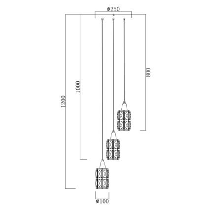 Globo - Кришталева підвісна люстра 3xE14/40W/230V