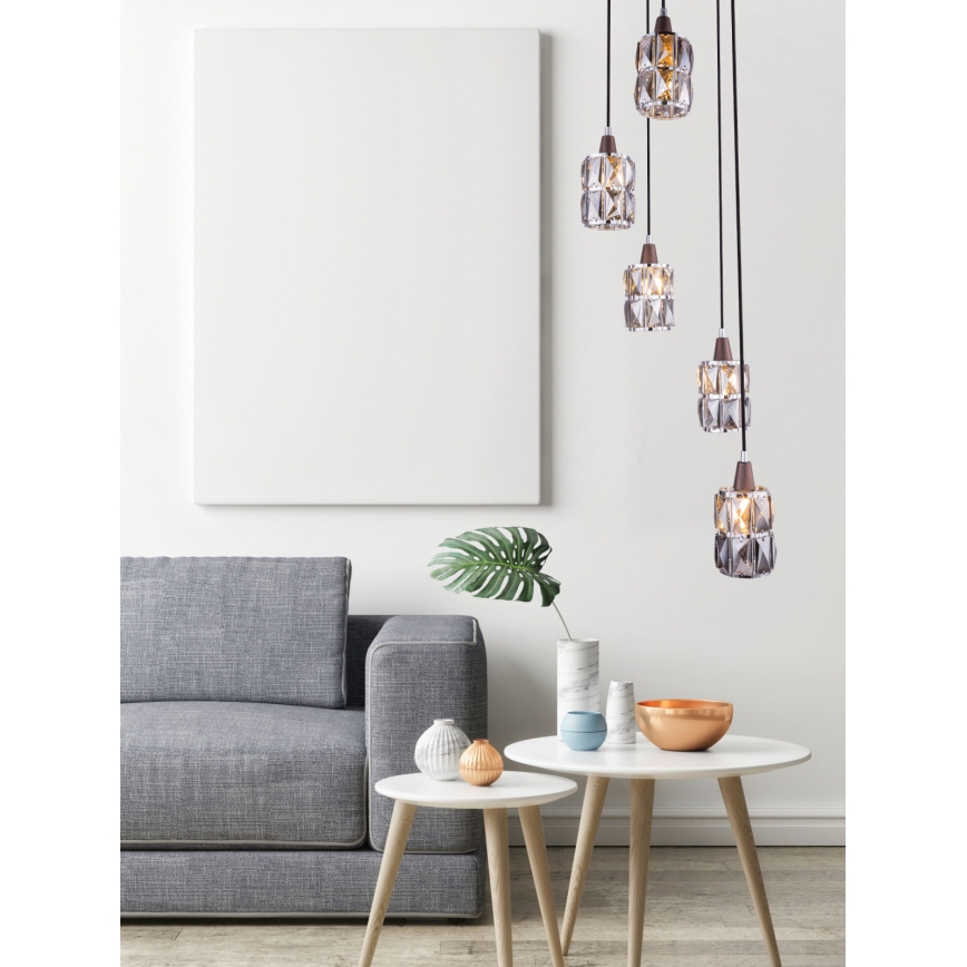 Globo 15761-5 - Хрустальная люстра на тросе WOLLI 5xE14/40W/230V