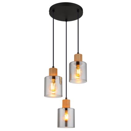 Globo - Подвесная люстра 3xE27/25W/230V черный диаметр 30 см