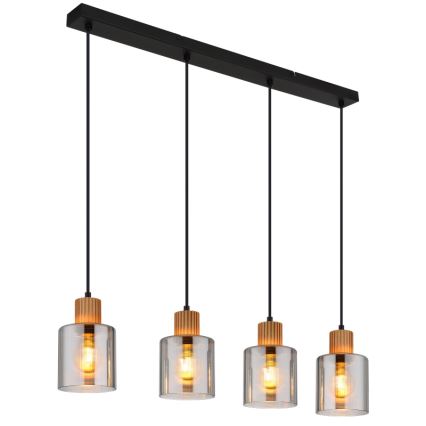 Globo - Підвісна люстра 4xE27/25W/230V чорний