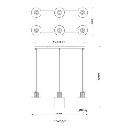 Globo - Підвісна люстра 6xE27/25W/230V чорний