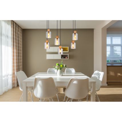 Globo - Подвесная люстра 6xE27/25W/230V черный